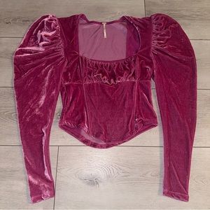 Free People Hold Me Top Purple Pink Velvet Top Women's X-Small XS